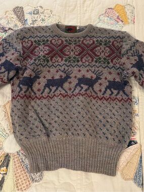 Vintage Boston Traders Crewneck Reindeer Sweater 💯 Wool